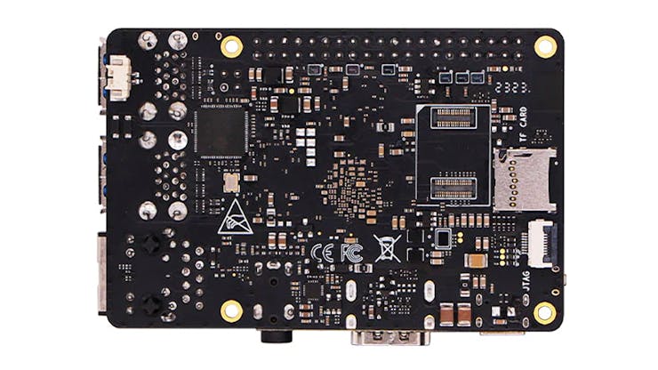 The board includes microSD and eMMC connections for storage, plus an analog AV connector. (📷: Milk-V)